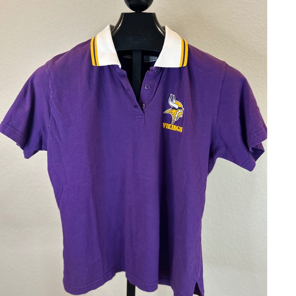 NFL GameDay Minnesota Vikings Polo Shirt Purple Cotton Embroidered‎ Mens Medium